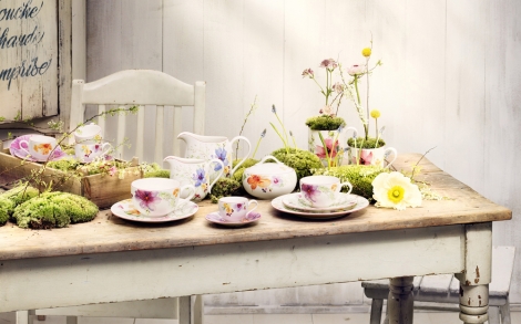 Porzellan und Geschirr Design Villeroy Boch Fruehlingskollektion 2012 Kaffeegeschirr Mariefleur