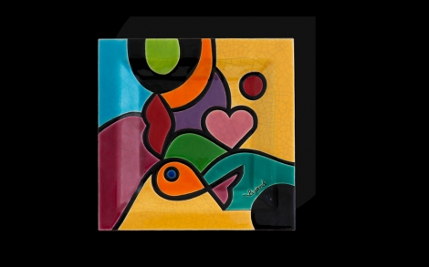 Kunst aus Porzellan Keramikteller und Tiere von Longwy Teller Cendrier Carre G M Zoom