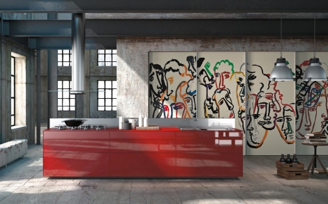 Moderne Kuechen Valcucine Kueche Artematica Vitrum Arte Sandro Chia