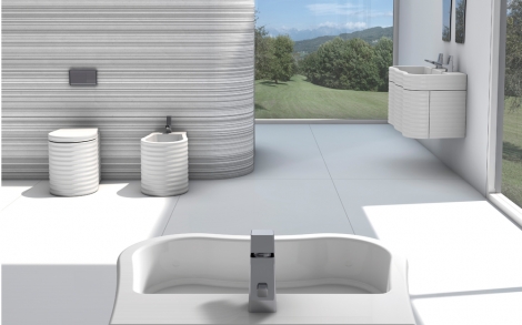 Baddesign aus Holz von Plavisdesign Waschtisch WC Bidet Ambientazione  1