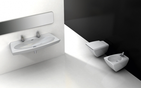 Baddesign aus Holz von Plavisdesign Bullo Design Swift Doppel Waschtisch Bidet und WC 2