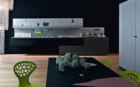 Moderne Kuechen Valcucine Kueche Artematica Vitrum Arte Artedeisa Mucca bianco e nero