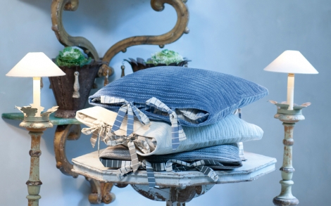 Deko Stoffe Gardinen Stoffkollektion SOLEIL BLEU Kissenbezuege der Kollektion Provence