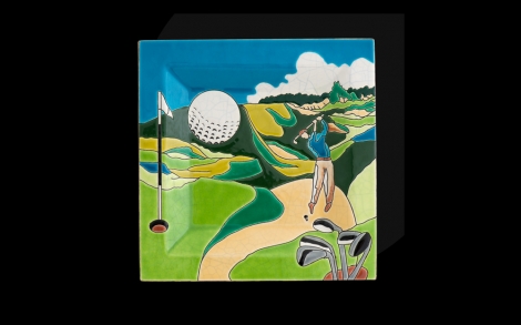 Kunst aus Porzellan Keramikteller und Tiere von Longwy Teller Vide poches carre GM Golf