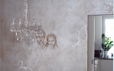 Wandgestaltung Wandmalerei von Akram Sultan Versilberte Wand