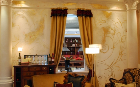 Wandgestaltung Wandmalerei von Akram Sultan Ornamenten in Blattgold