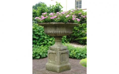 Gartenskulpturen Old English Gardenornaments Blumenschale mit Sockel 3