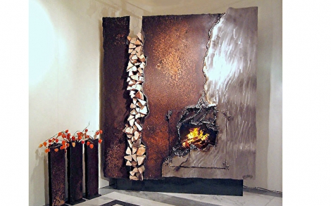 Kaminofen Feuerstellen Kamin Designer rostig von Gahr MetallART