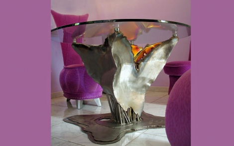 Kunst Kuenstler Bildhauer Gahr metallART Edelstahltisch von MetallART
