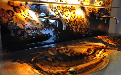 Waschbecken Glaswaschbecken von Magma Glas  Doppel Waschtisch Momotombo Glasdesign