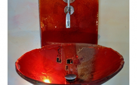 Waschbecken Glaswaschbecken von Magma Glas  Waschtisch Cimborasso I Glasdesign