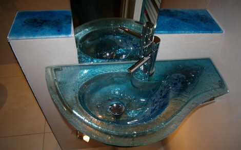 Waschbecken Glaswaschbecken von Magma Glas  Waschtisch Fuego Glasdesign