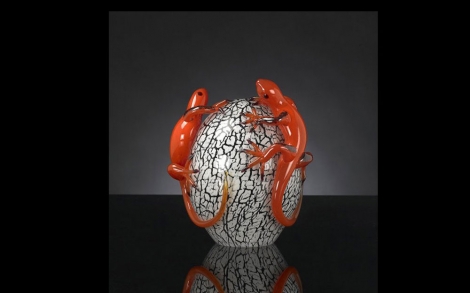 Dekoration Einrichtung Glaskunst von VG Italien Glas Echsen CRYSTAL EGG