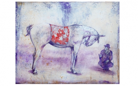 Kunst Kuenstler Kunstmalerei Akram Sultan Pferd mit Freund von 4