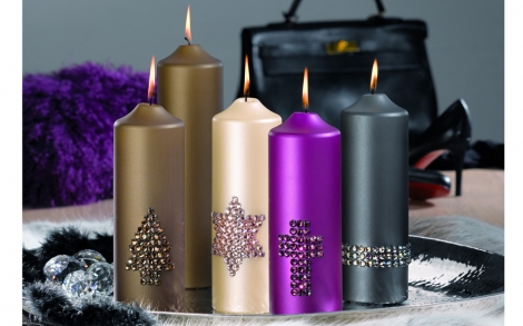 Kerzen Candles ENGELS KERZEN mit Schmuckstein Applikation