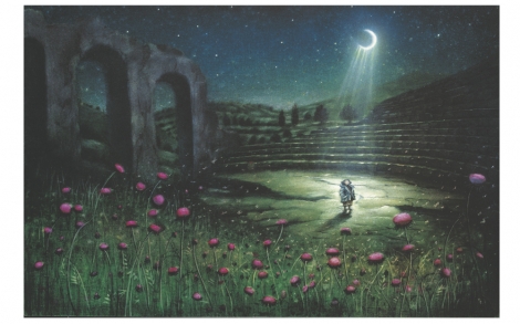Kunst Kuenstler Kunstmalerei Friedrich Hechelmann Momo in der Blumenwiese von