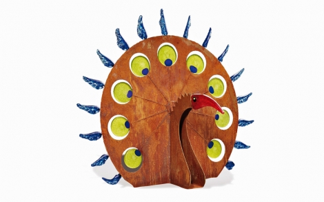 Gartenskulpturen von Borowski Gallery Peacock bunt