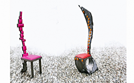 Kunst Kuenstler Bildhauer Gahr metallART Stahlstuehle von MetallART