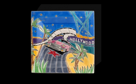 Kunst aus Porzellan Keramikteller und Tiere von Longwy Teller Cendrier Carre GM Hollywood