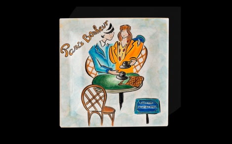 Kunst aus Porzellan Keramikteller und Tiere von Longwy Teller Cendrier Carre Standard Paris Bonheur
