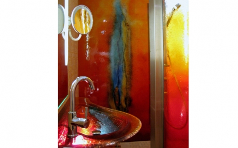 Waschbecken Glaswaschbecken von Magma Glas  Waschtisch Fuego Glasdesign
