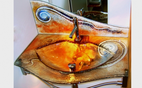Waschbecken Glaswaschbecken von Magma Glas  Waschtisch Sonderanfertigung