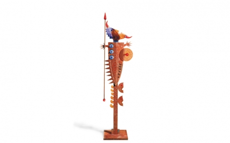 Gartenskulpturen von Borowski Gallery Massai Man bunt