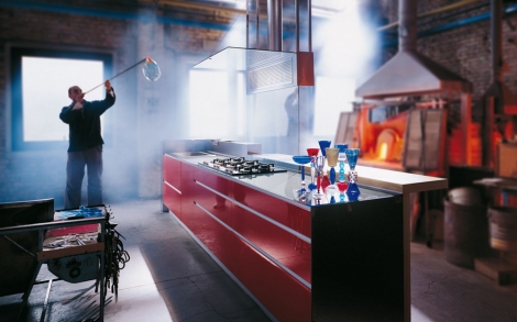 Moderne Kuechen Valcucine Kueche Artematica Vitrum Rot